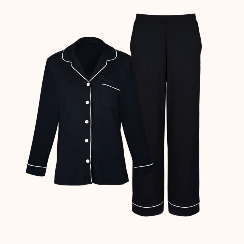 Lively The All-Day Lounge Set Jet Black Pajamas Shirt + Pants